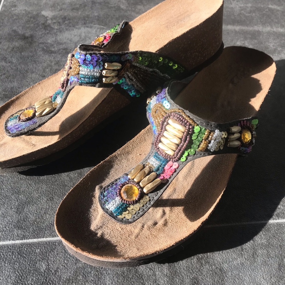 Bass beaded sandals